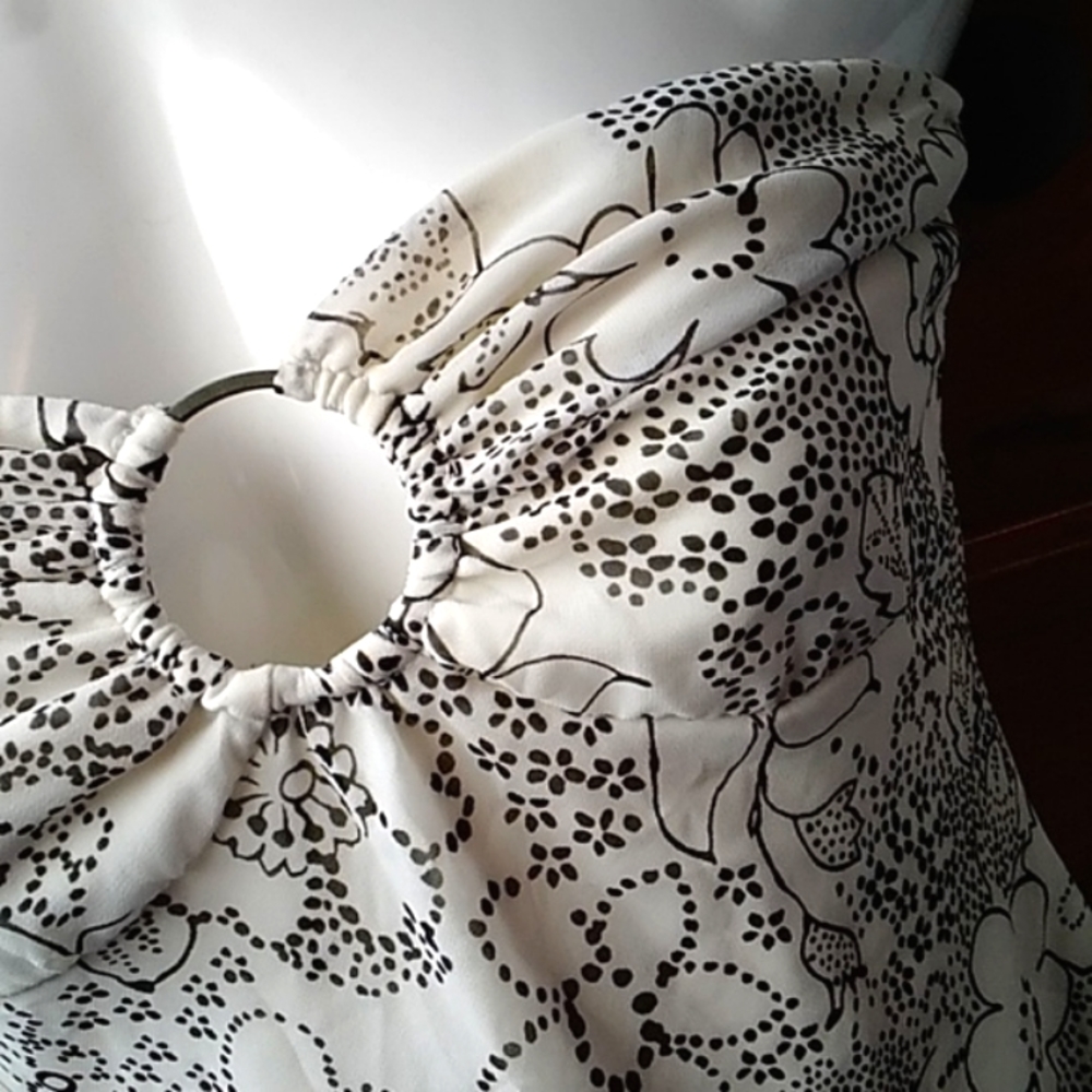 HP! Vintage Strapless Floral Fitted Y2K Scalloped Edges Peplum Top Small - Picture 6 of 9